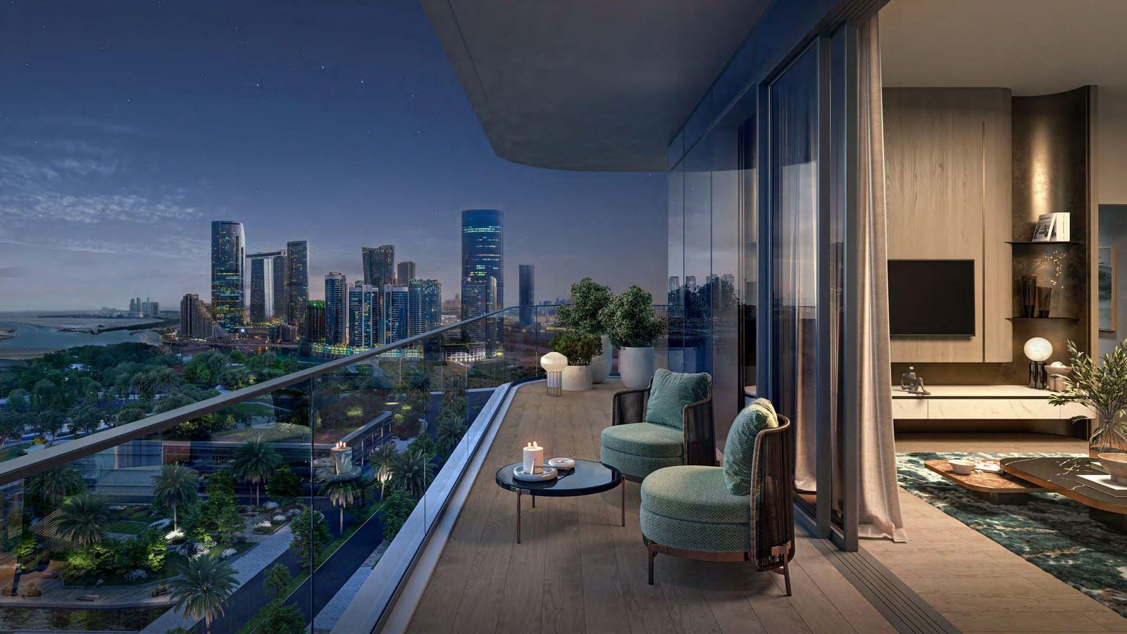 Sunstone by IMKAN modern waterfront exterior view Al Reem Island skyline